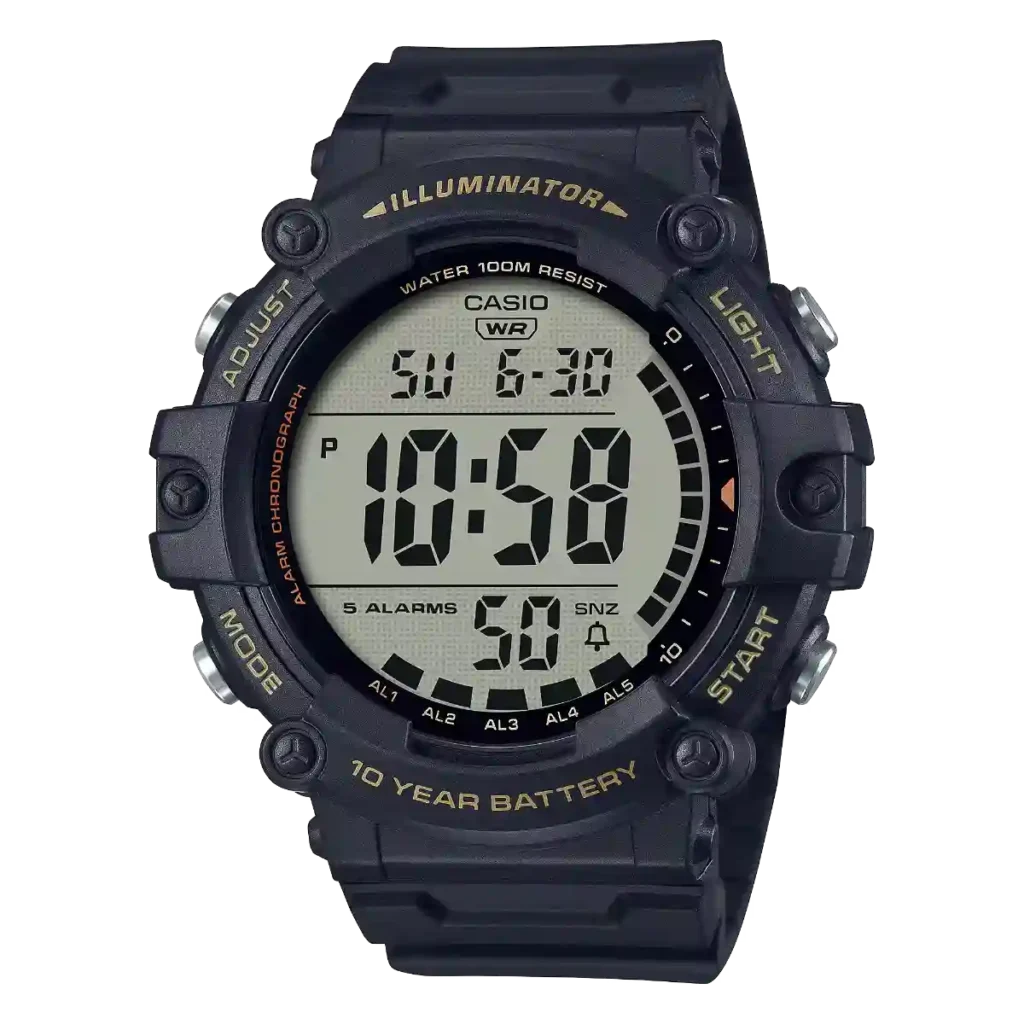 Casio AE-1500WHX-1AV price in Pakistan - black gold sports watch extra long band