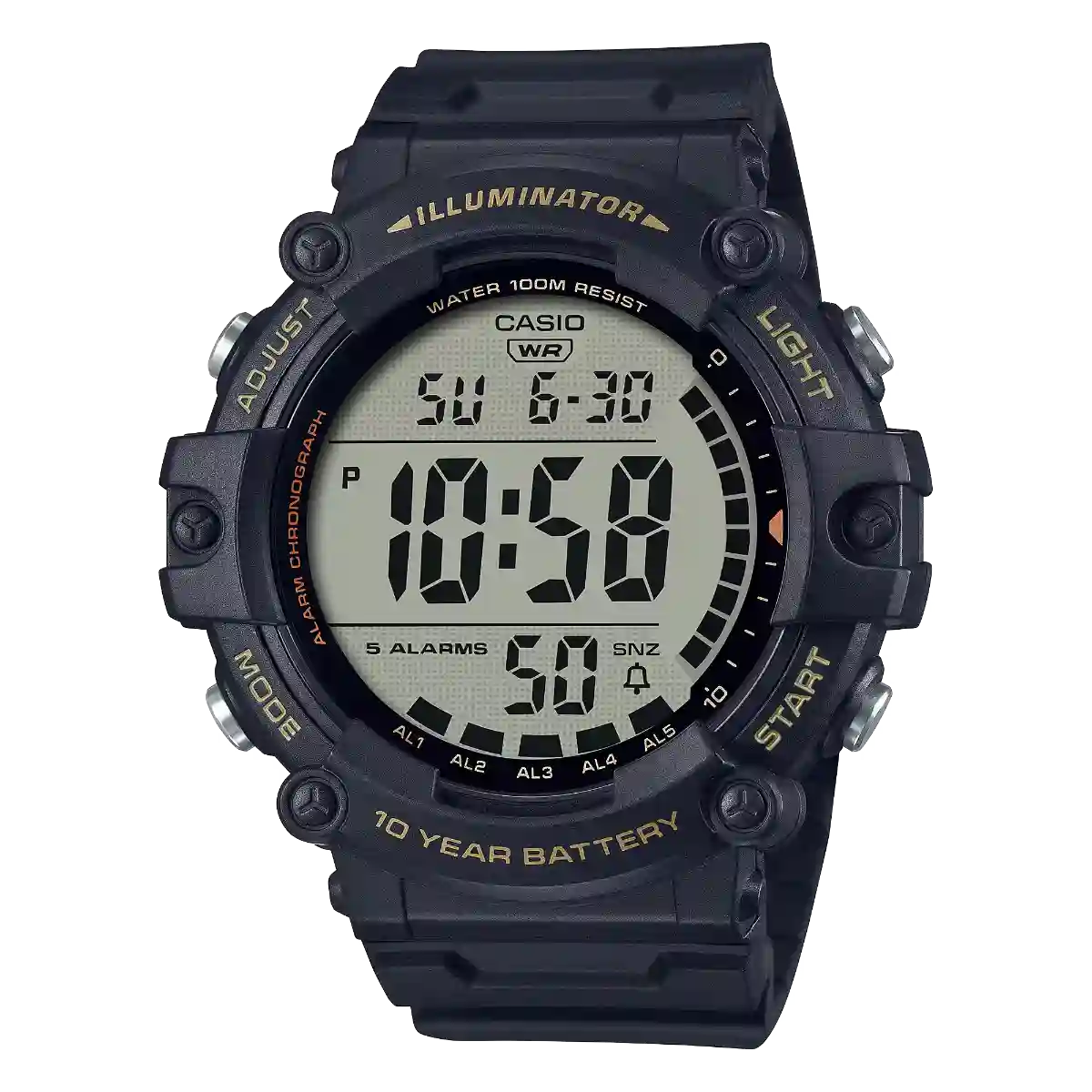 AE-1500WHX-1AV Casio AE-1500WHX-1AV price in Pakistan - black gold sports watch extra long band