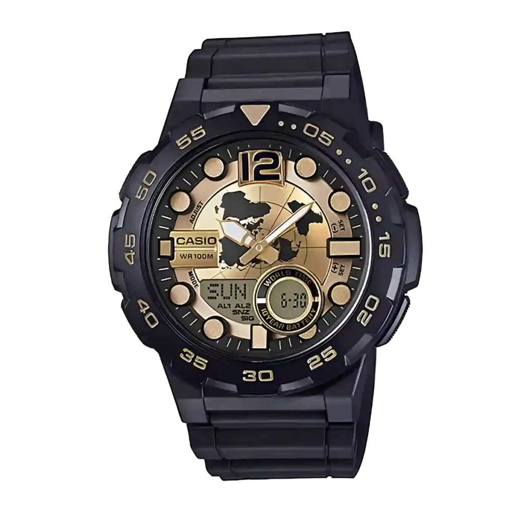 Casio AEQ-100BW-9A price in Pakistan - analog digital world time watch