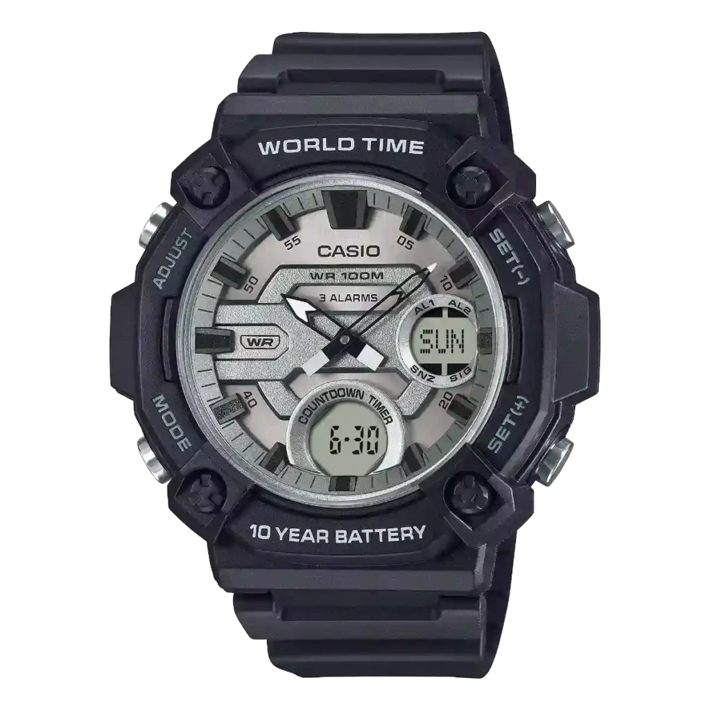 Casio AEQ-120W-7AV price in Pakistan - oversized rugged world time watch