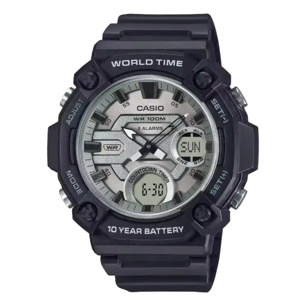 Casio AEQ-120W-7AV price in Pakistan - oversized rugged world time watch