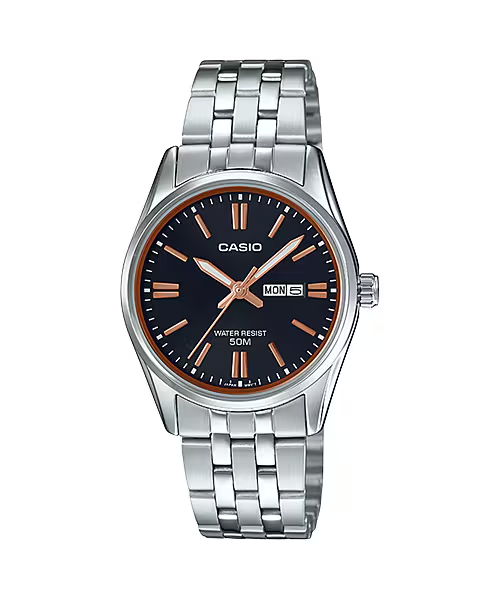 Casio LTP-1335D-1A2V price in Pakistan - black dial rose gold accent watch