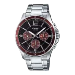 Casio MTP-1374D-5AV price in Pakistan - black dial maroon bezel watch