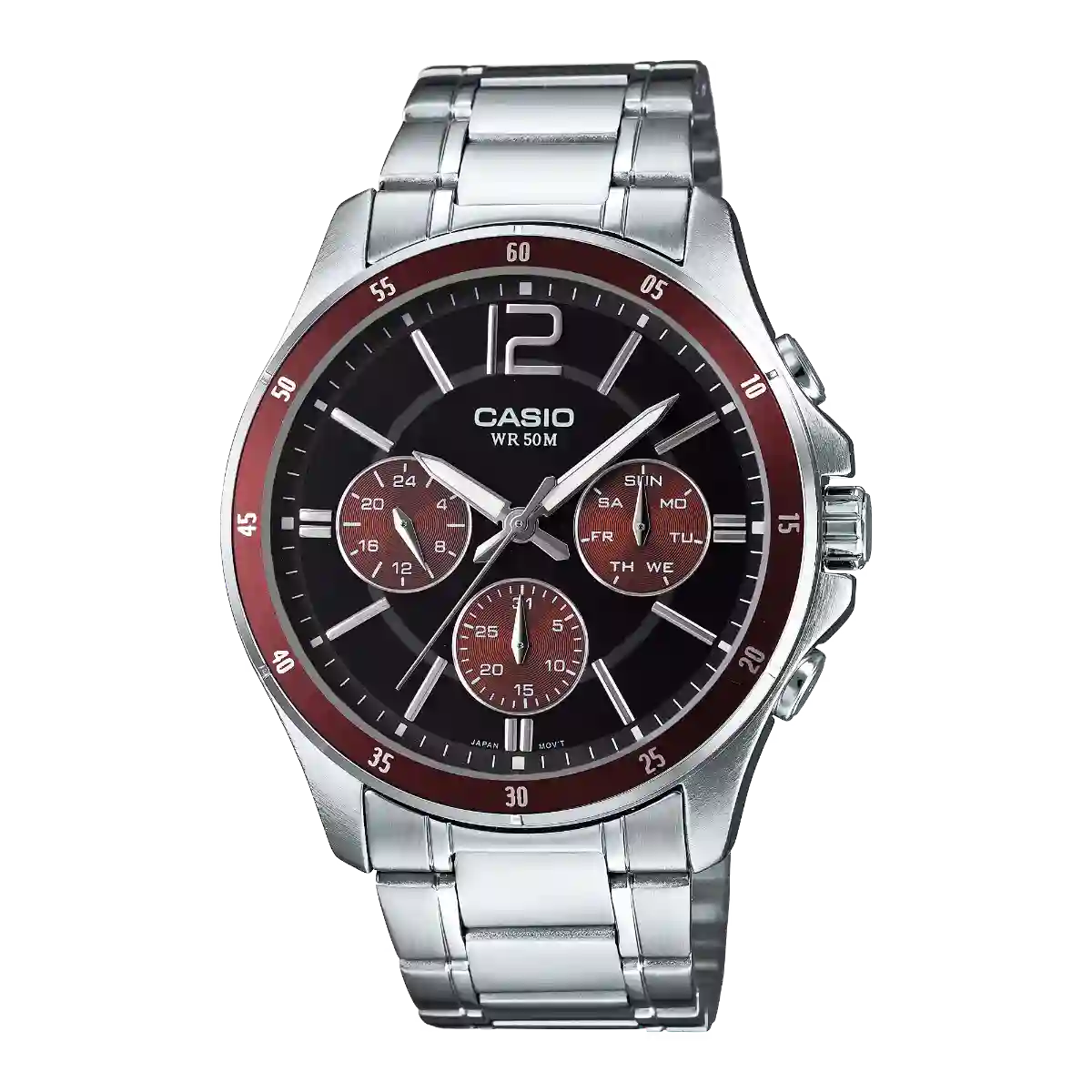 CASIO MTP-1374D-5AV Casio MTP-1374D-5AV price in Pakistan - black dial maroon bezel watch