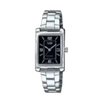 Casio LTP-1234DD-1A price in Pakistan - rectangular black dial watch
