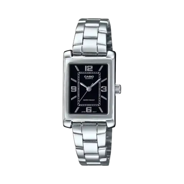 Casio LTP-1234DD-1A price in Pakistan - rectangular black dial watch