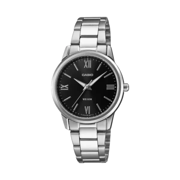 Casio LTP-1303DD-1AV price in Pakistan - black dial ladies watch with Roman numerals