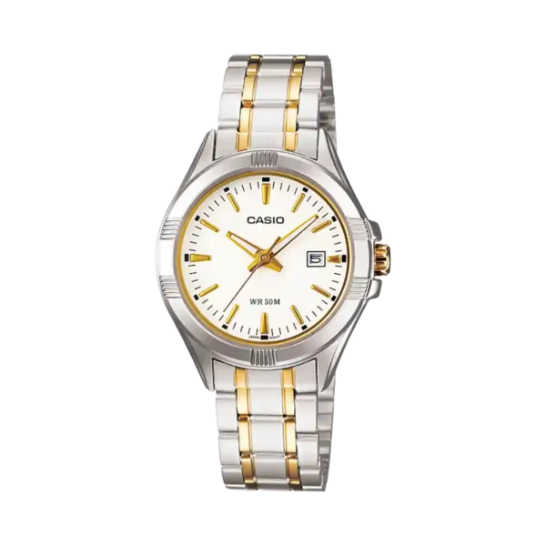 Casio LTP-1308SG-7AV price in Pakistan - two-tone ladies watch with fluted bezel