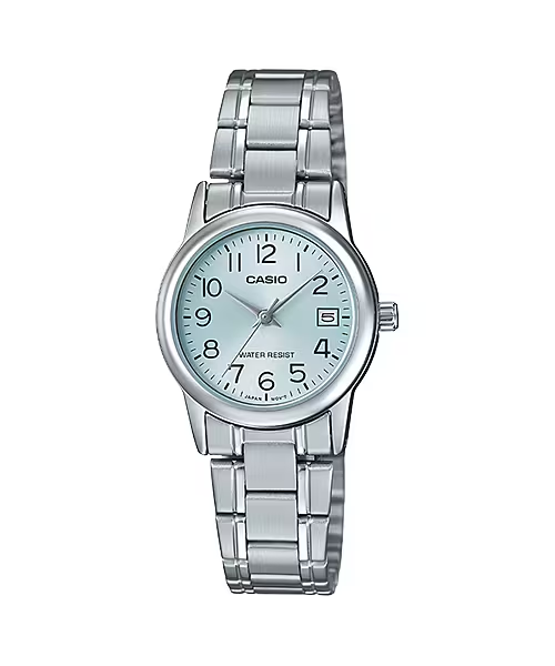 LTP-V002D-2B price in Pakistan - Casio steel watch with light blue dial