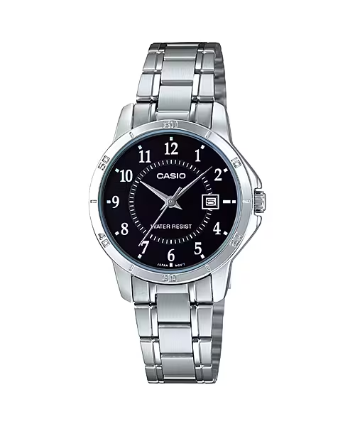 LTP-V004D-1B price in Pakistan - Casio steel watch with black dial