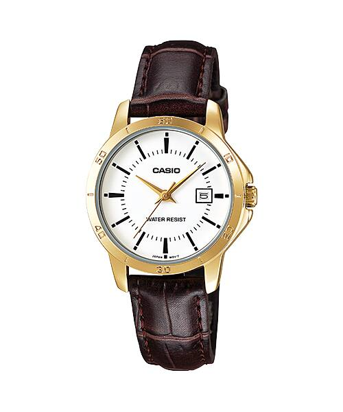 Casio LTP-V004GL-7A gold tone women's watch with brown leather band price in Pakistan
