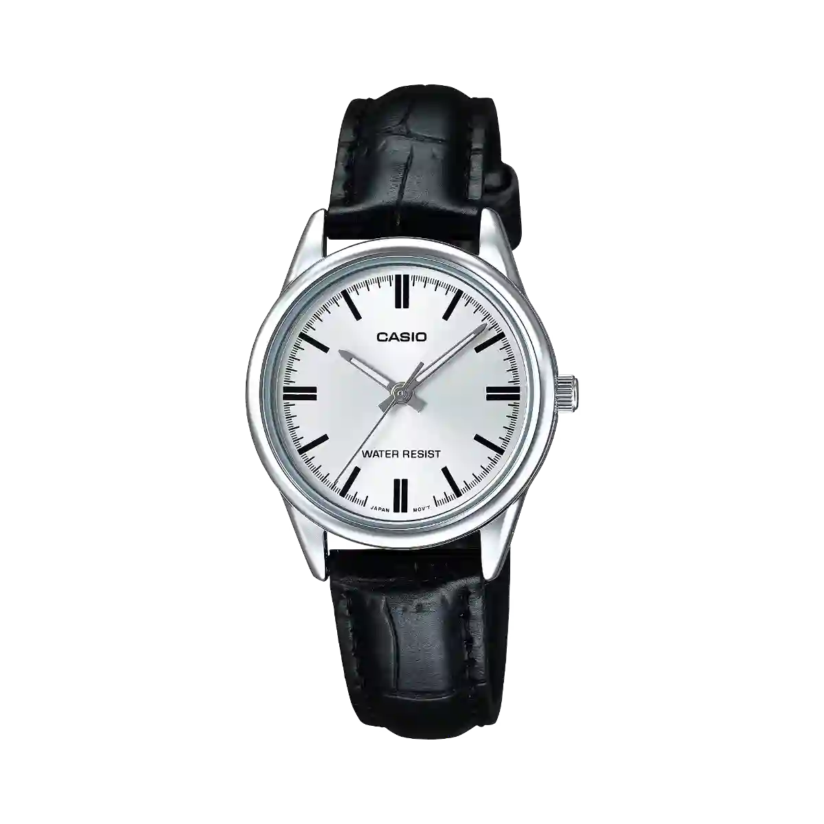 LTP-V005L-7A Casio LTP-V005L-7A women's silver watch with white dial and black leather band price in Pakistan