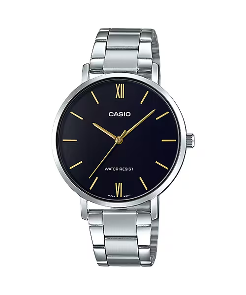 Casio LTP-VT01D-1B price in Pakistan - black dial gold accent watch