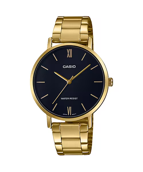 Casio LTP-VT01G-1B price in Pakistan - gold tone black dial watch
