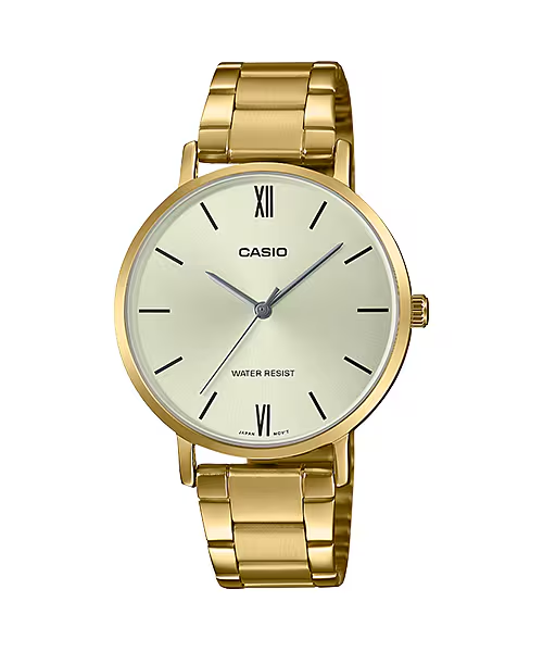 Casio LTP-VT01G-9B price in Pakistan - gold tone champagne dial watch