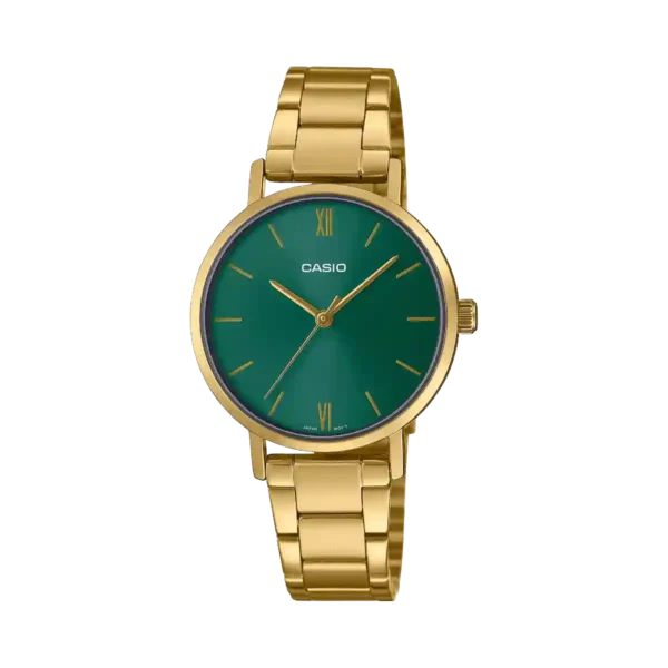 Casio LTP-VT02G-3A price in Pakistan - green dial gold tone watch