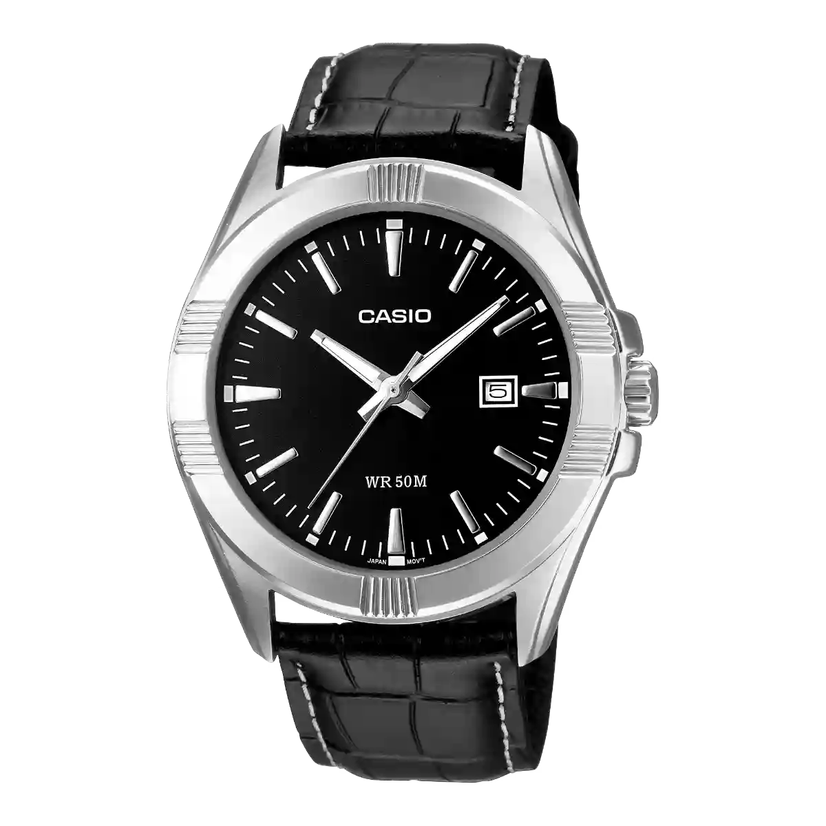 MTP-1308L-1AV Casio MTP-1308L-1AV black dial wrist watch with black leather band in Pakistan