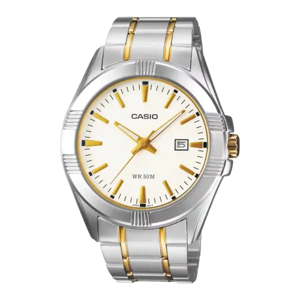 Casio MTP-1308SG-7AV two-tone gold and silver wrist watch with cream dial in Pakistan