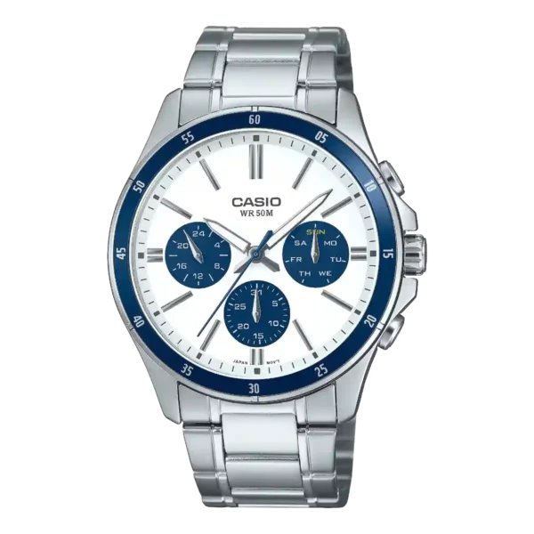 MTP-1374D-7A2V price in Pakistan - Casio multi-dial watch with navy bezel
