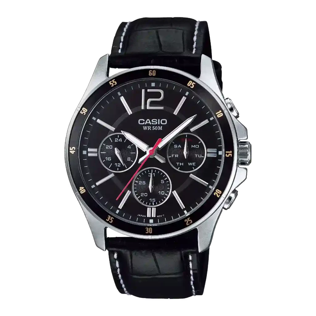 MTP-1374L-1AV price in Pakistan - Casio multi-dial watch with leather band