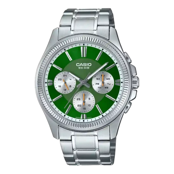 MTP-1375D-3AV price in Pakistan - Casio multi-dial watch with green dial