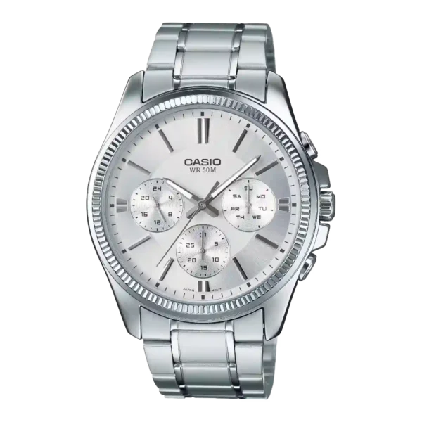 MTP-1375D-7AV price in Pakistan - Casio multi-dial watch with silver dial