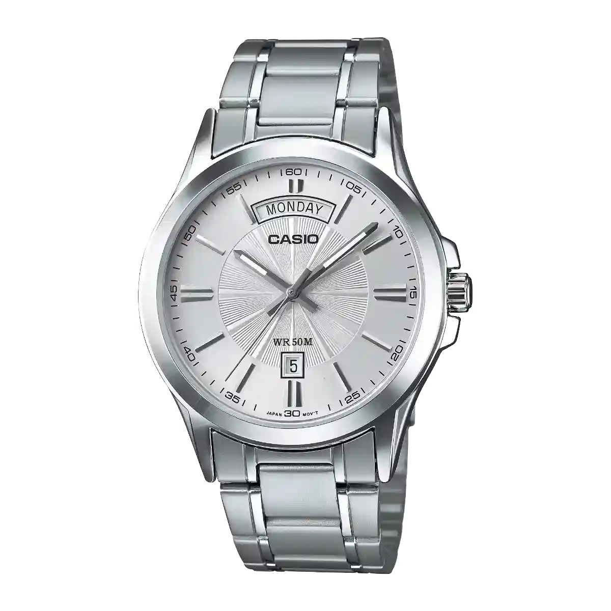 MTP-1381D-7AV MTP-1381D-7AV price in Pakistan - Casio steel watch with silver sunburst dial