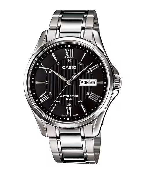 Casio MTP-1384D-1AV price in Pakistan - black dial Roman numeral watch
