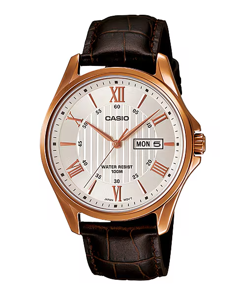 MTP-1384L-7AV price in Pakistan - Casio rose gold watch with leather band