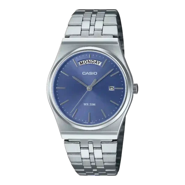 Casio MTP-B146D-2AV price in Pakistan - retro blue dial day date watch