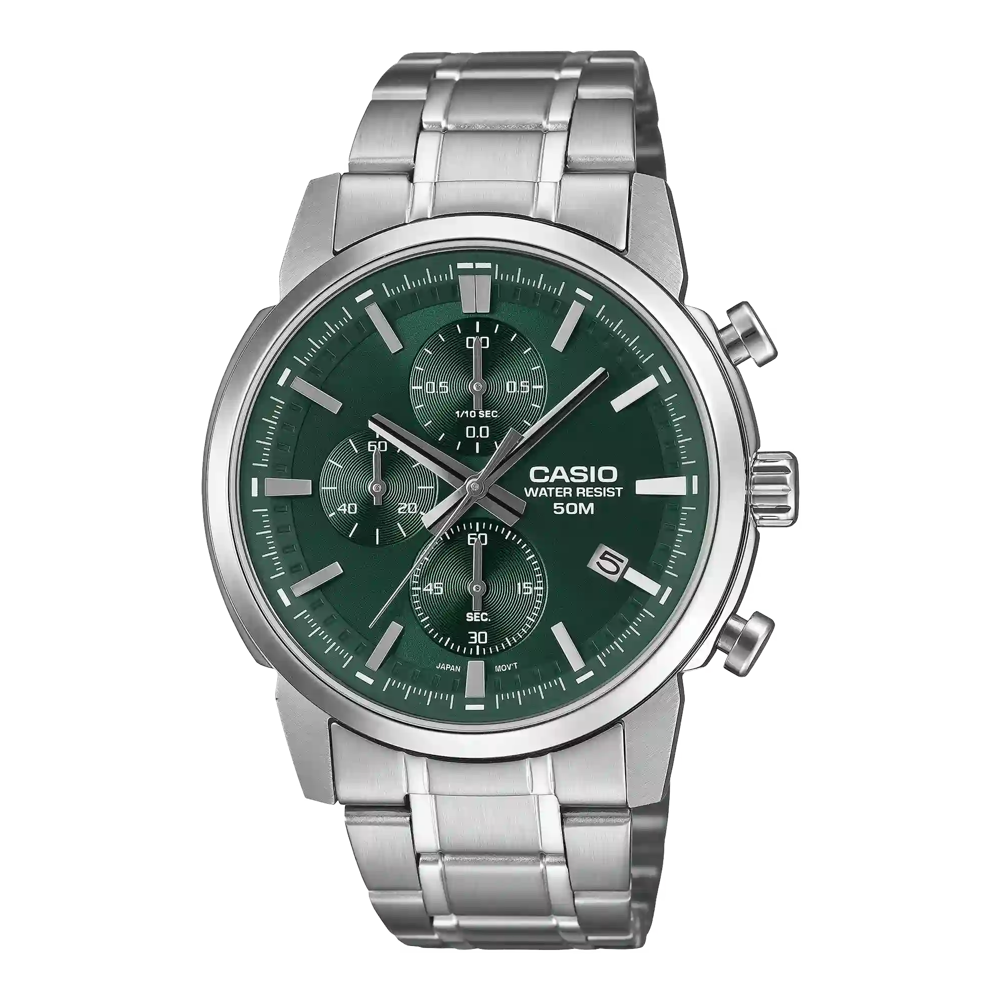 MTP-E510D-3AV Casio MTP-E510D-3AV price in Pakistan — green dial chronograph steel watch