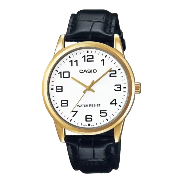 Casio MTP-V001GL-7B price in Pakistan - gold tone white dial leather watch