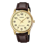 Casio MTP-V001GL-9B price in Pakistan - gold tone champagne dial leather watch