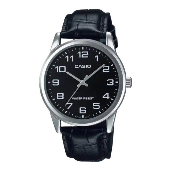 Casio MTP-V001L-1B price in Pakistan - black dial leather band watch