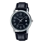 Casio MTP-V002L-1B price in Pakistan – black dial leather strap watch