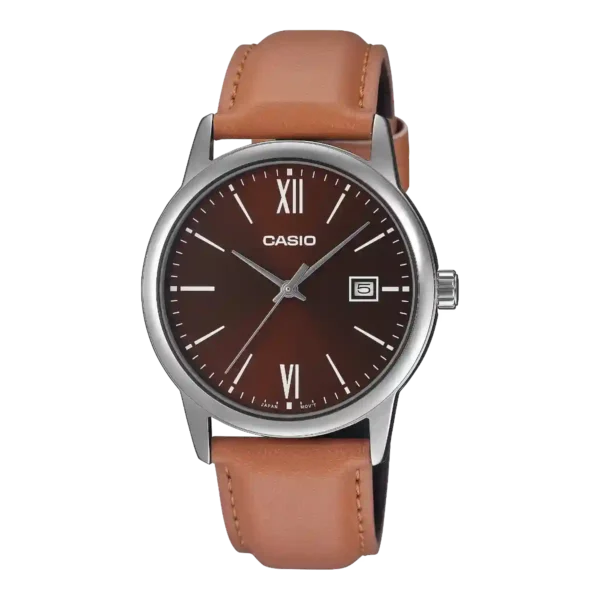 MTP-V002L-5B3 price in Pakistan - Casio watch with brown dial and tan leather band