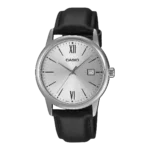 Casio MTP-V002L-7B3 price in Pakistan – silver dial black leather strap watch