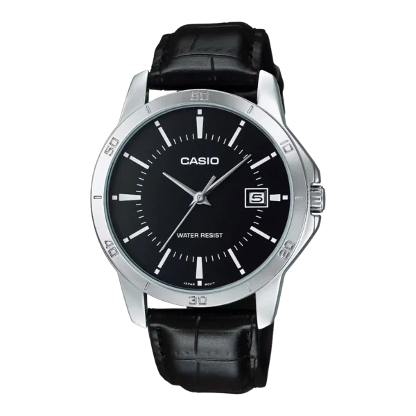 MTP-V004L-1A price in Pakistan - Casio watch with black dial and leather band