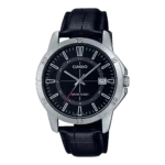 MTP-V004L-1C price in Pakistan - Casio watch with black dial and 24-hour track