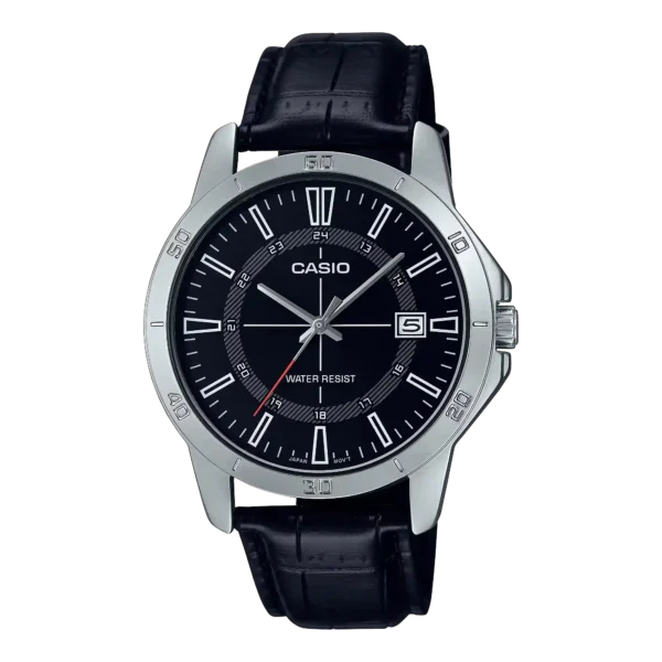 MTP-V004L-1C price in Pakistan - Casio watch with black dial and 24-hour track