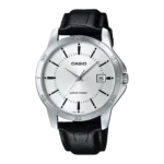 MTP-V004L-7A price in Pakistan - Casio watch with white dial and black leather band