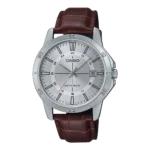 MTP-V004L-7C price in Pakistan - Casio watch with silver dial and brown leather band