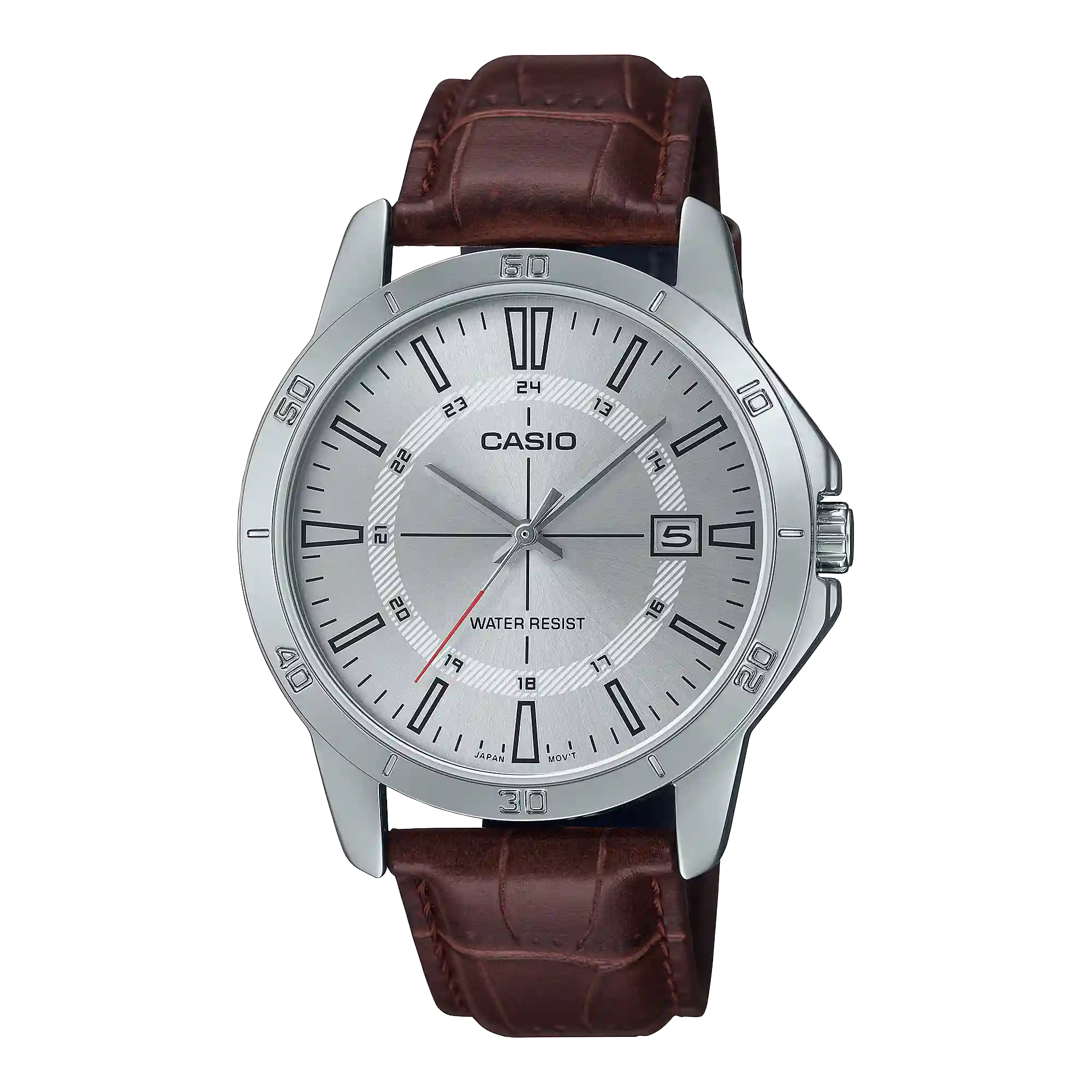 MTP-V004L-7C MTP-V004L-7C price in Pakistan - Casio watch with silver dial and brown leather band