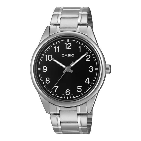 MTP-V005D-1B4 price in Pakistan – Casio black dial Arabic numeral steel watch