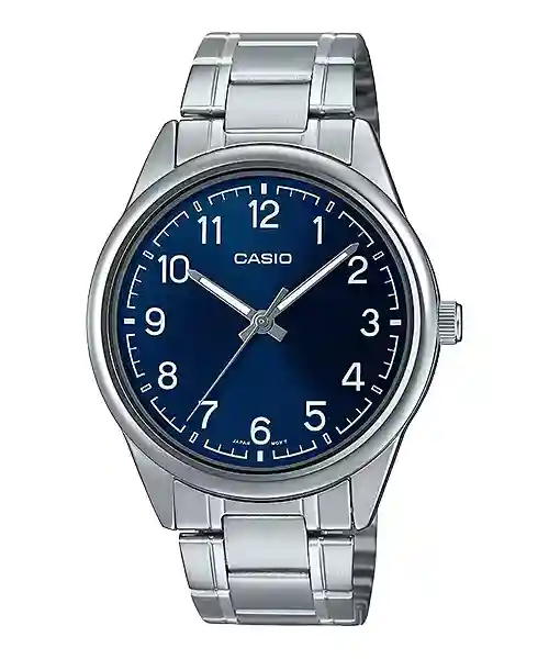 MTP-V005D-2B4 price in Pakistan – Casio blue dial Arabic numeral steel watch