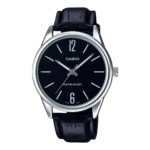 MTP-V005L-1B price in Pakistan – Casio black dial watch with black textured leather band