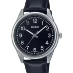 MTP-V005L-1B4 price in Pakistan – Casio black Arabic dial watch with black leather strap