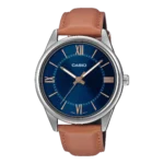 MTP-V005L-2B5 price in Pakistan – Casio blue dial watch with brown leather band