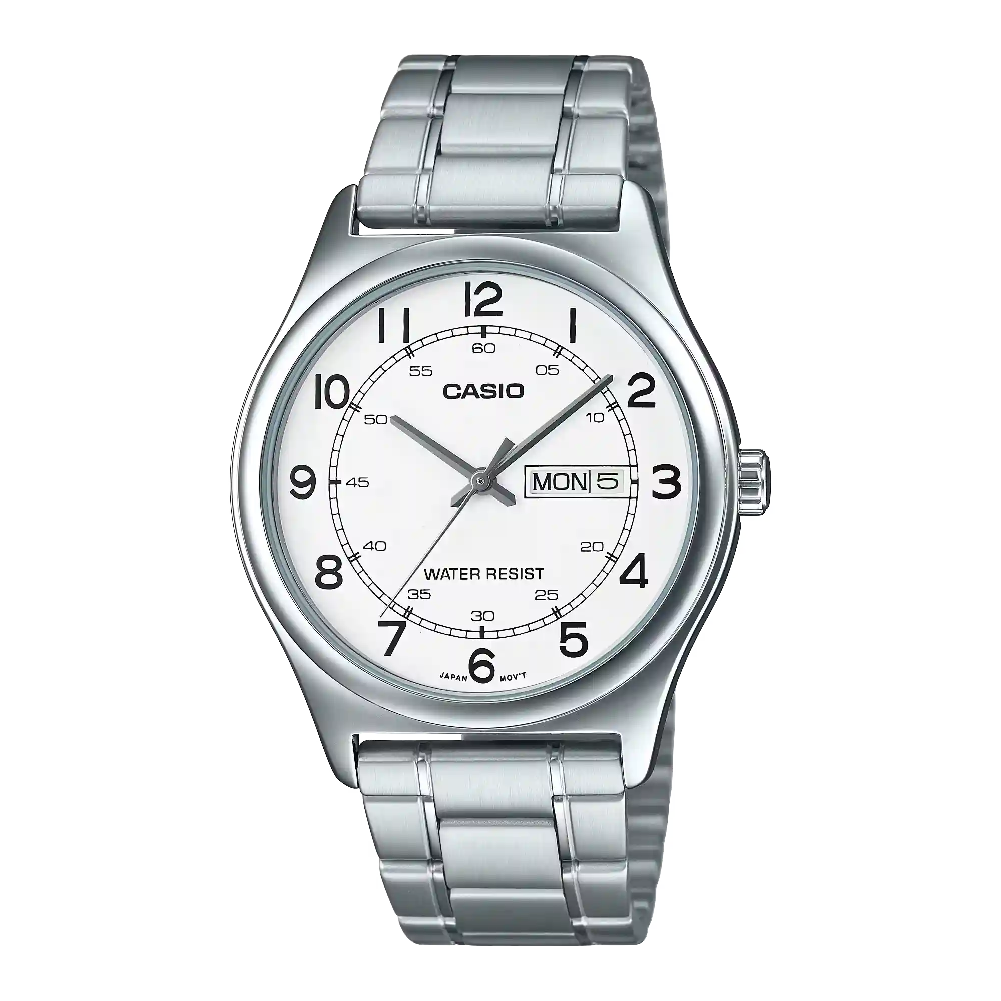 MTP-V006D-7B2 MTP-V006D-7B2 price in Pakistan – Casio white Arabic dial steel watch with day and date