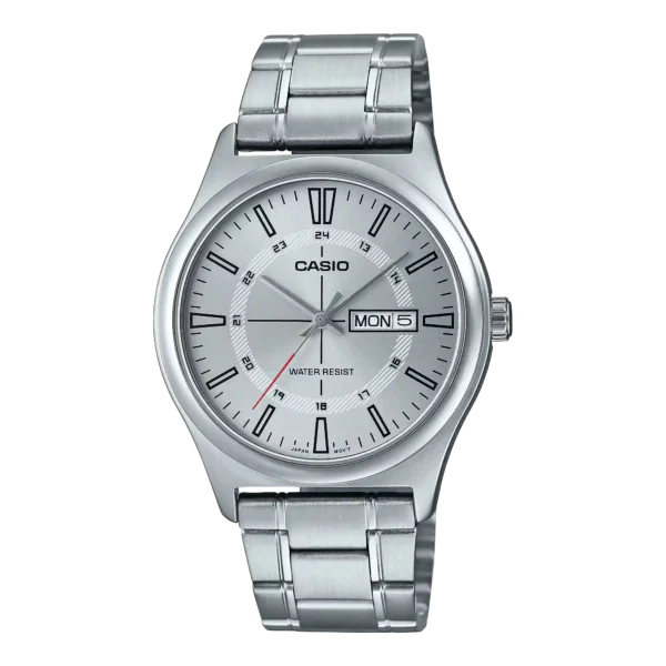 MTP-V006D-7C price in Pakistan – Casio silver bar index steel watch with day and date